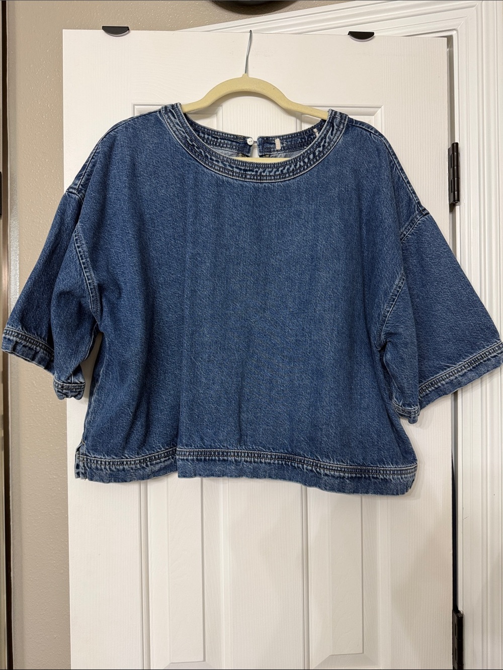Classic Blue Denim Boxy top - Women's Jean Top